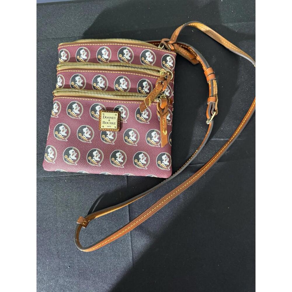 Dooney And Bourke Florida State Seminoles Crossbody Leather Bag Triple Zip NICE